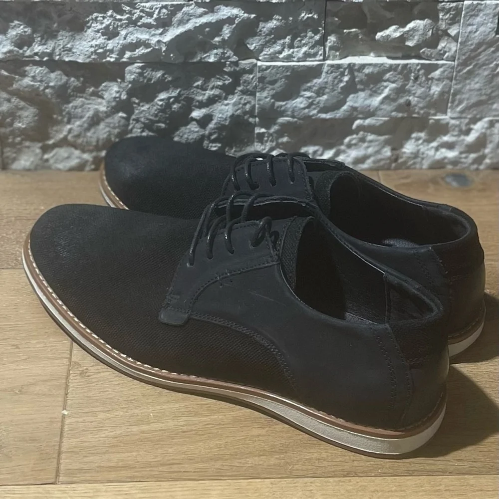ZANZARA Blaze Leather Canvas Derby Size 12 Color Black‎ NWOB